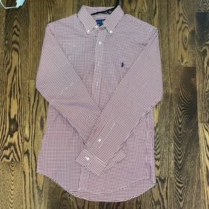 Red and White Ralph Lauren Dress Shirt.